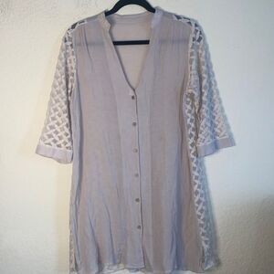 Lagen Cottage core lace sheer floral Long Dress shirt button Front blouse boho